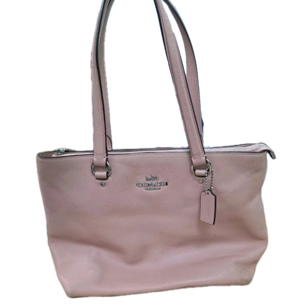 Coach Ava Tote Bag Pink Pebbled Leather Shoulder Bag F48637 Silver Hardware